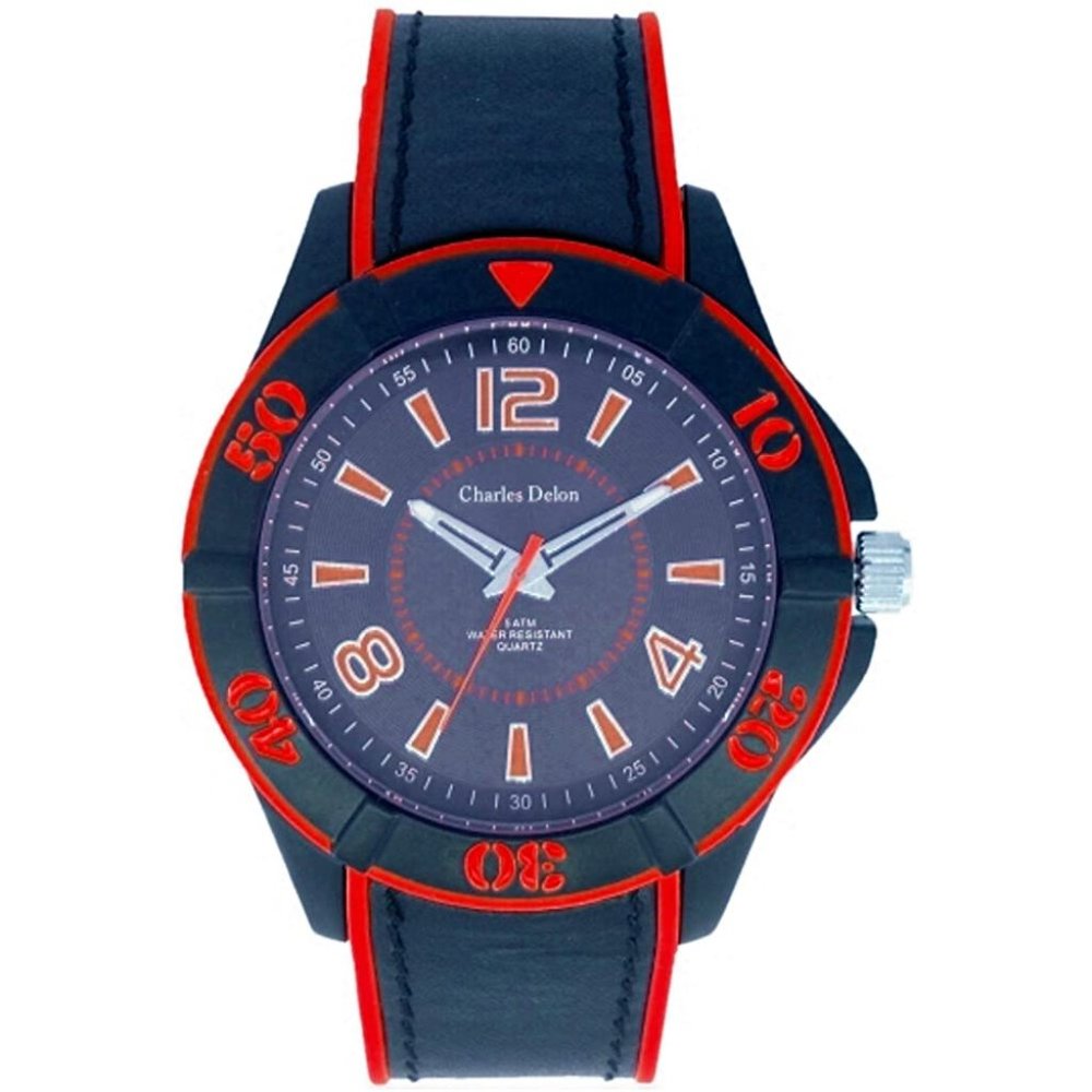 Charles Delon Casual Style Black/Red Watch